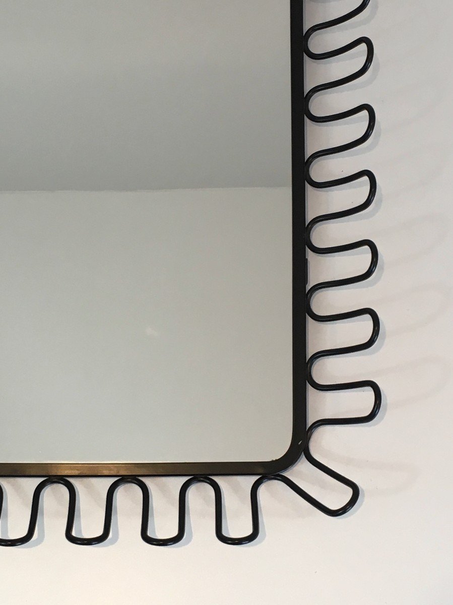 Black Lacquered Metal Mirrors In The Style Of Jean Royère. Circa 1980-photo-2