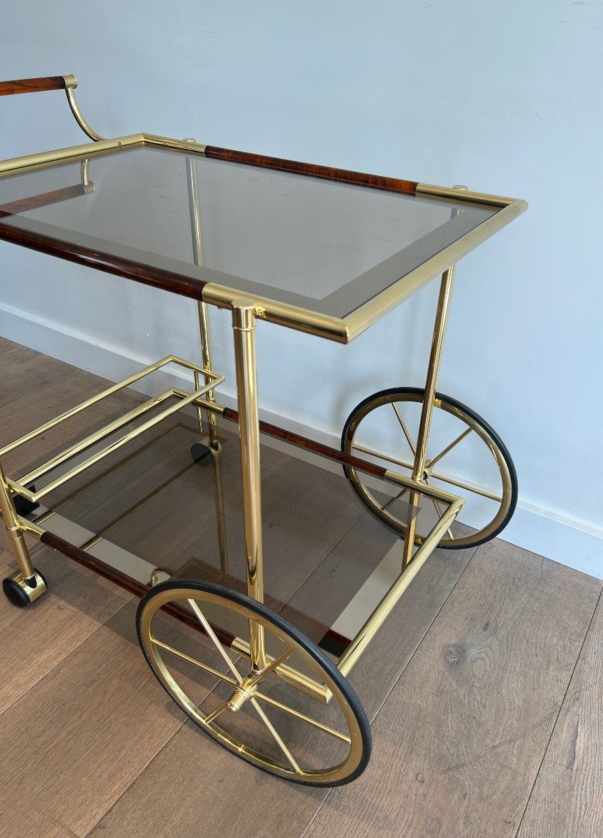 Design Brass And Orange-red Celluloid Drinks Trolley. French Work. Circa 1970-photo-5