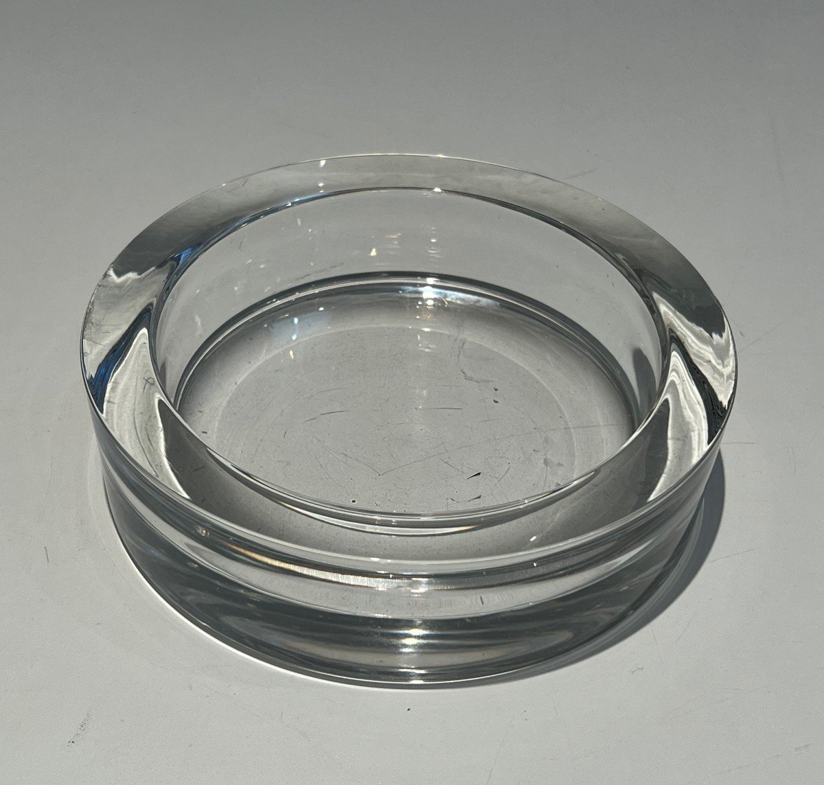 Round Glass Vide-poche On A Chromed Base. French Work. Circa 1970-photo-1