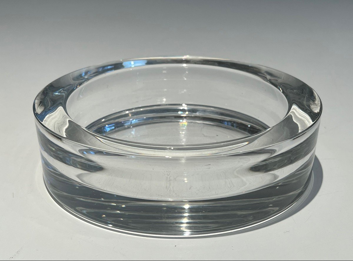 Round Glass Vide-poche On A Chromed Base. French Work. Circa 1970-photo-2