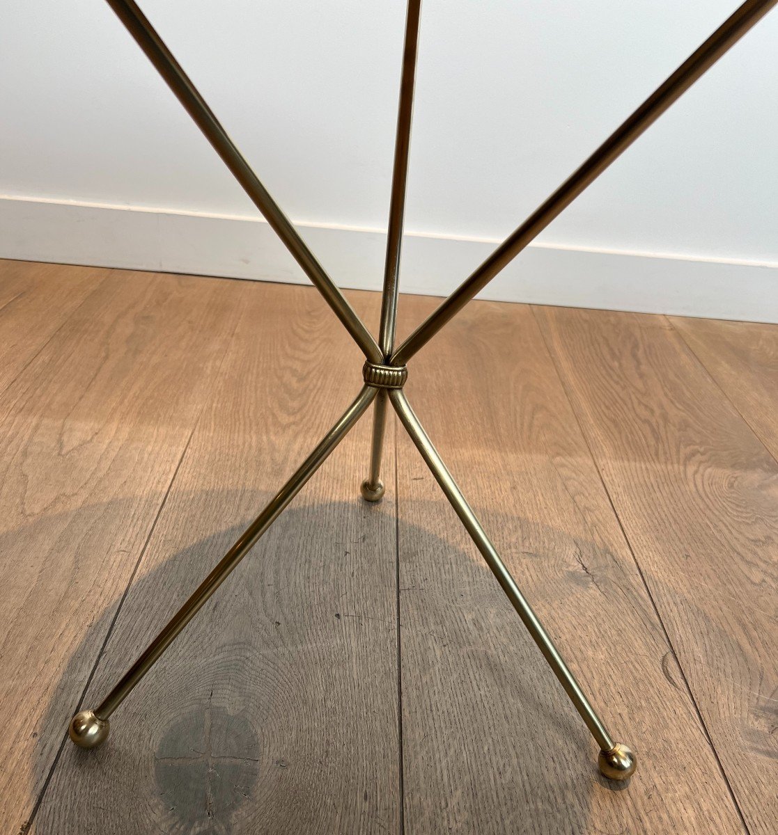 Round Brass "compass" Side Table. French Work In The Jacques Adnet Style. Circa 1940-photo-4