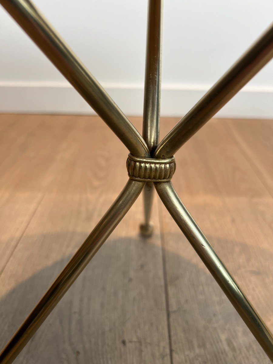 Round Brass "compass" Side Table. French Work In The Jacques Adnet Style. Circa 1940-photo-5