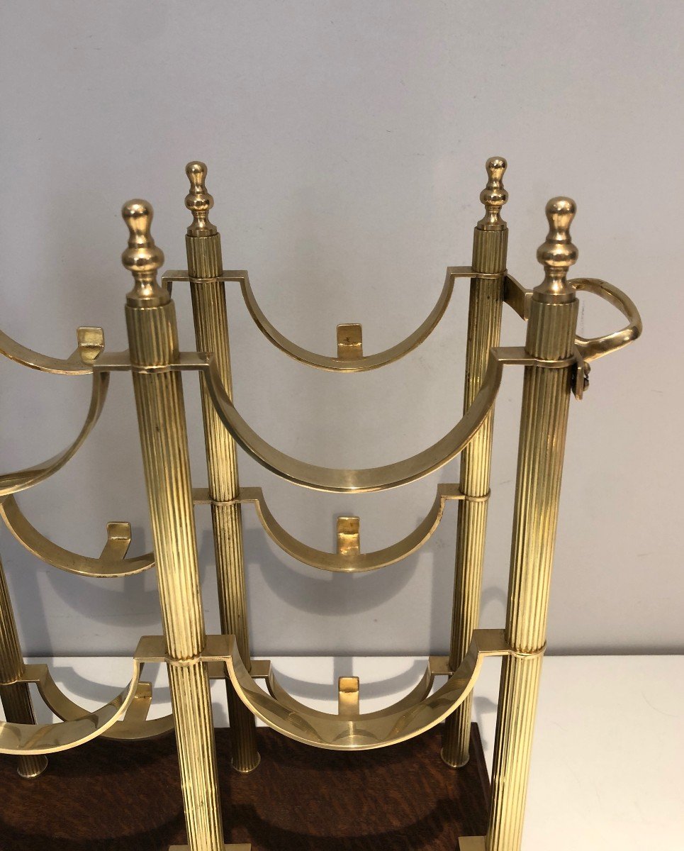 Neoclassical Style Brass Bottles Holder On A Wooden Base In The Style Of Maison Jansen-photo-6