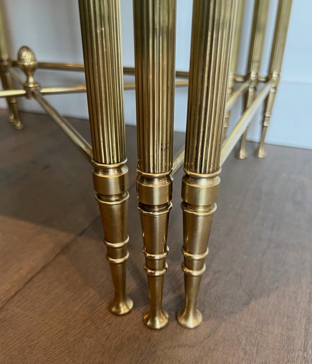 Set Of Neoclassical Style Brass Nesting Tables. French Work By Maison Jansen-photo-6