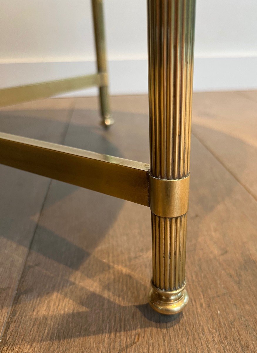 Round Brass Coffee Table With Black Lacquered Glass Top. Frencvh Work By Maison Jansen. -photo-6