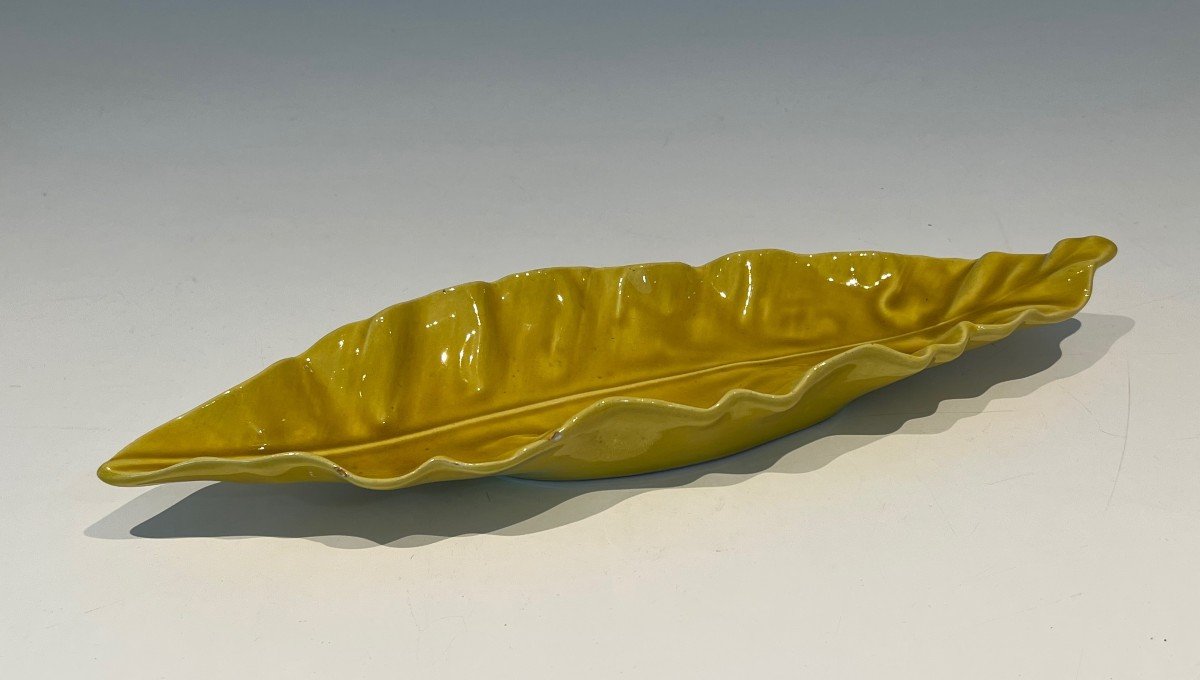 Yellow Ceramic Vide-poche . French Work Marked. Circa 1970-photo-3