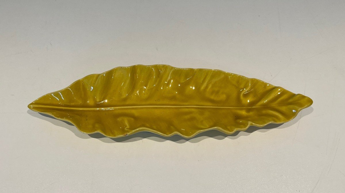 Yellow Ceramic Vide-poche . French Work Marked. Circa 1970-photo-4