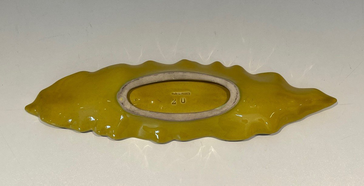 Yellow Ceramic Vide-poche . French Work Marked. Circa 1970-photo-1