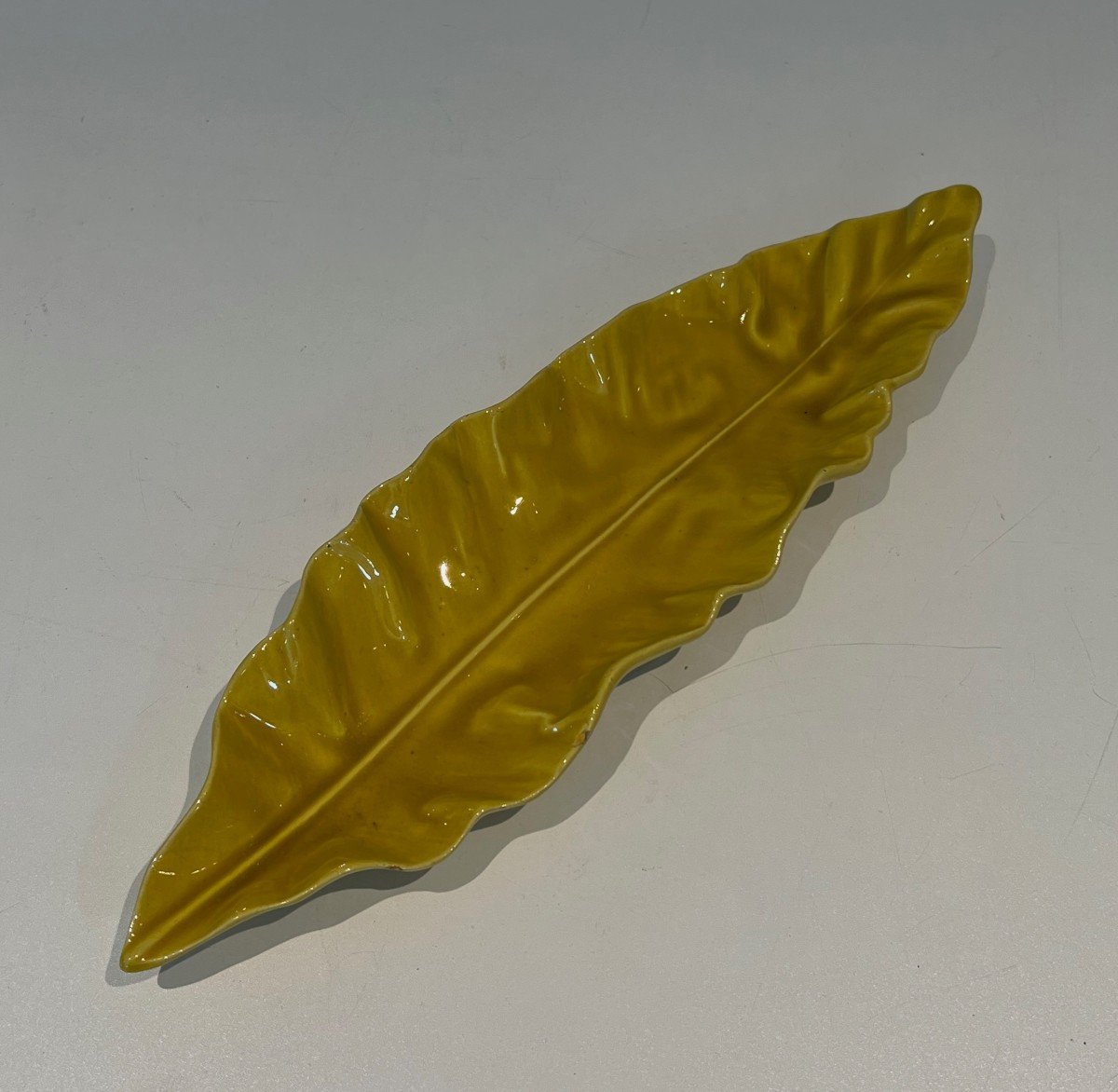 Yellow Ceramic Vide-poche . French Work Marked. Circa 1970-photo-4