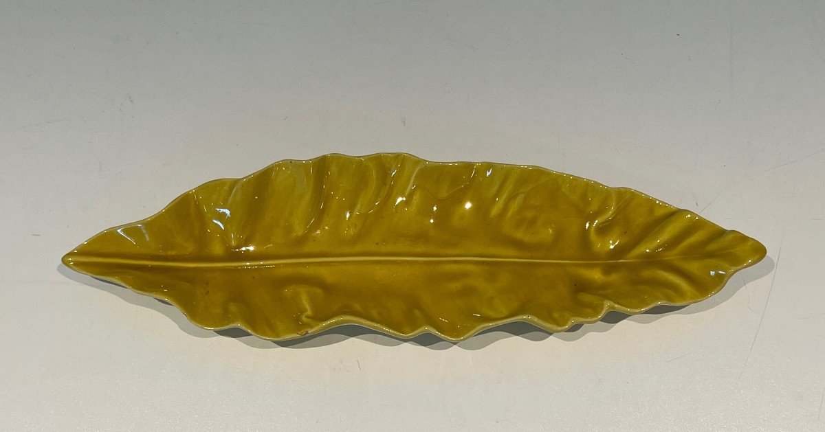 Yellow Ceramic Vide-poche . French Work Marked. Circa 1970-photo-5