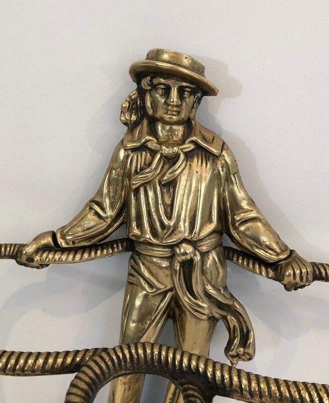 Rare Bronze Umbrella Stand Showing A Sailor. French. Circa 1900-photo-2