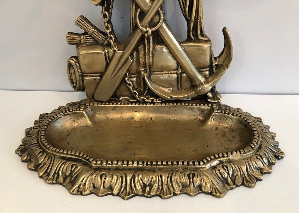 Rare Bronze Umbrella Stand Showing A Sailor. French. Circa 1900-photo-4