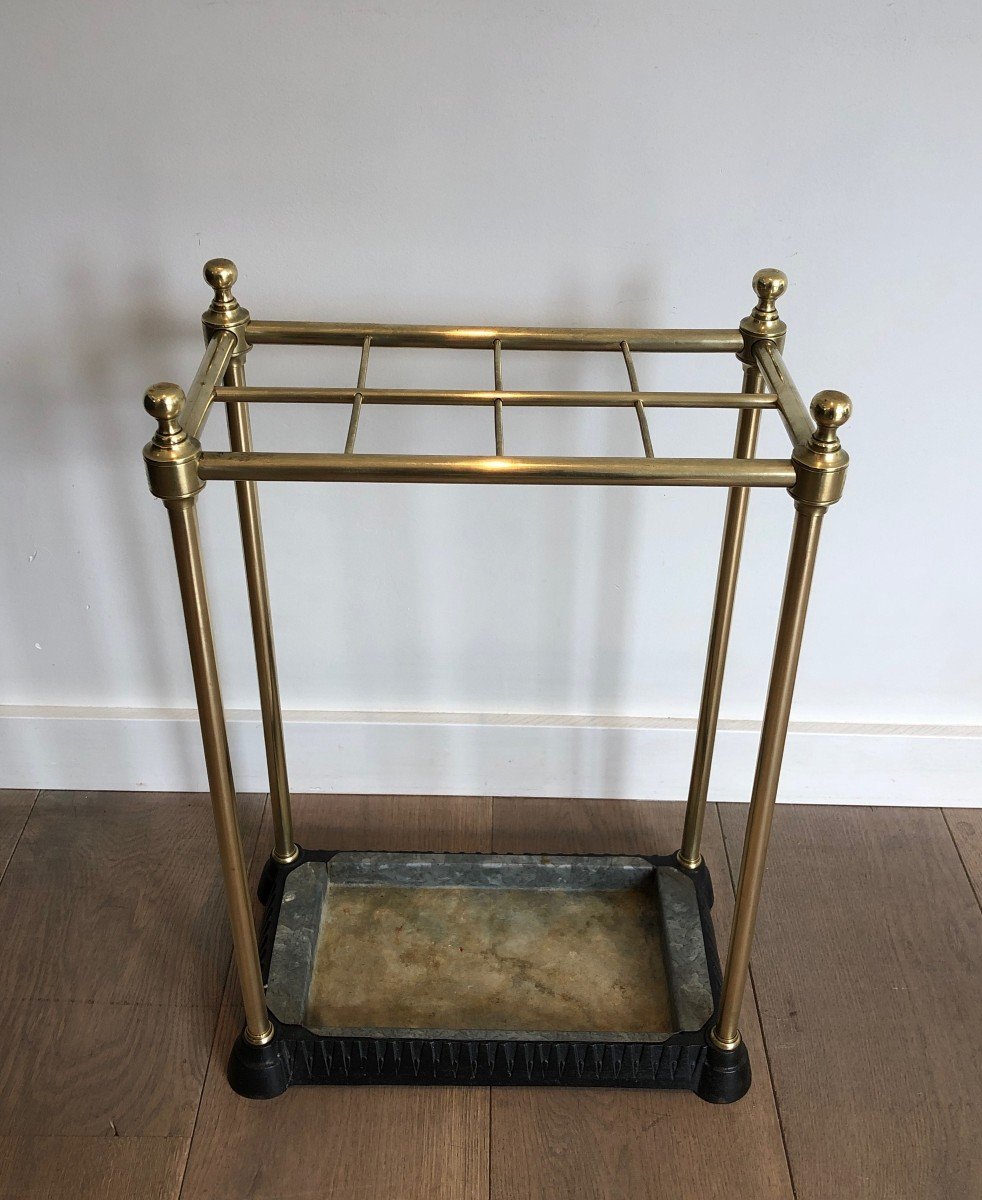 Rectangular Brass And Cast Iron Umbrella Stand. French. Circa 1900-photo-2