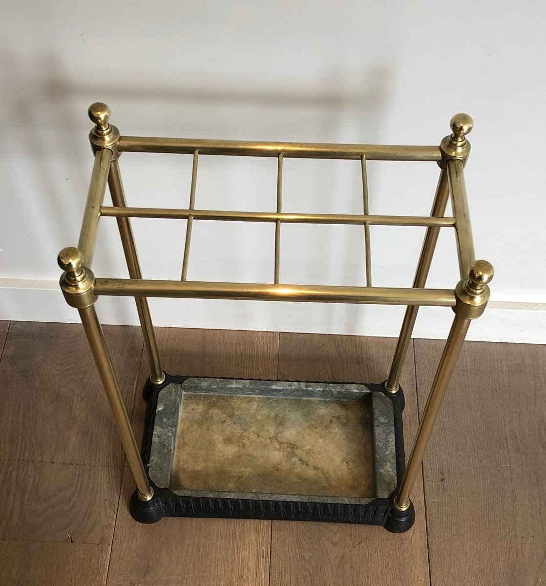 Rectangular Brass And Cast Iron Umbrella Stand. French. Circa 1900-photo-3