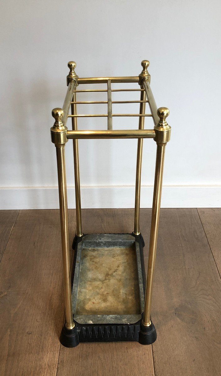 Rectangular Brass And Cast Iron Umbrella Stand. French. Circa 1900-photo-6