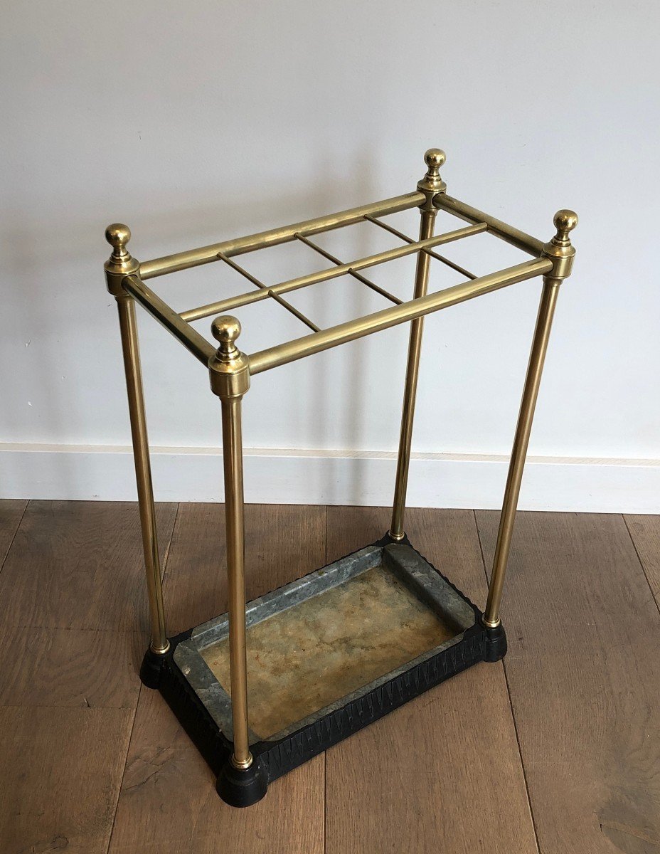 Rectangular Brass And Cast Iron Umbrella Stand. French. Circa 1900