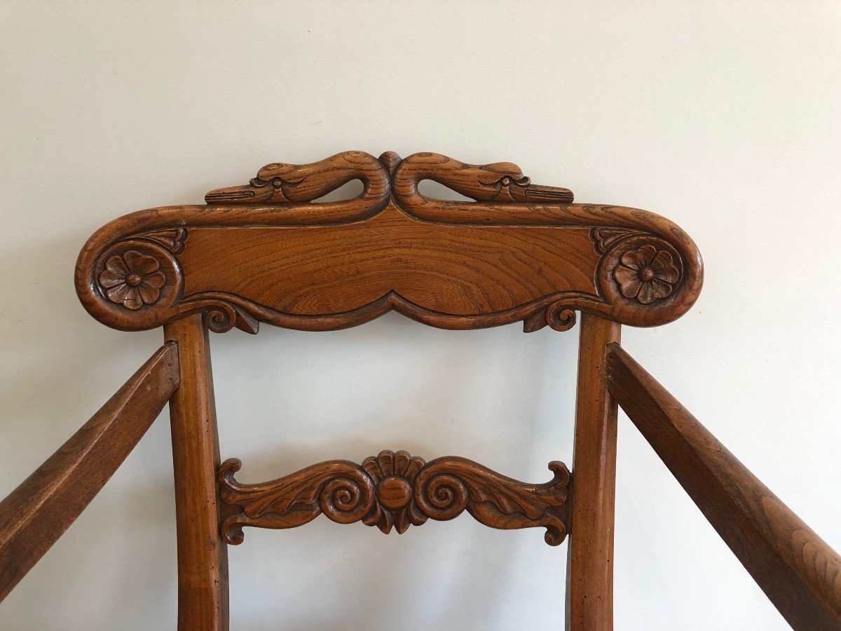 Mahogany Office Armchair With Swan Neck Decorations. English Regency Period. Circa 1830-photo-3