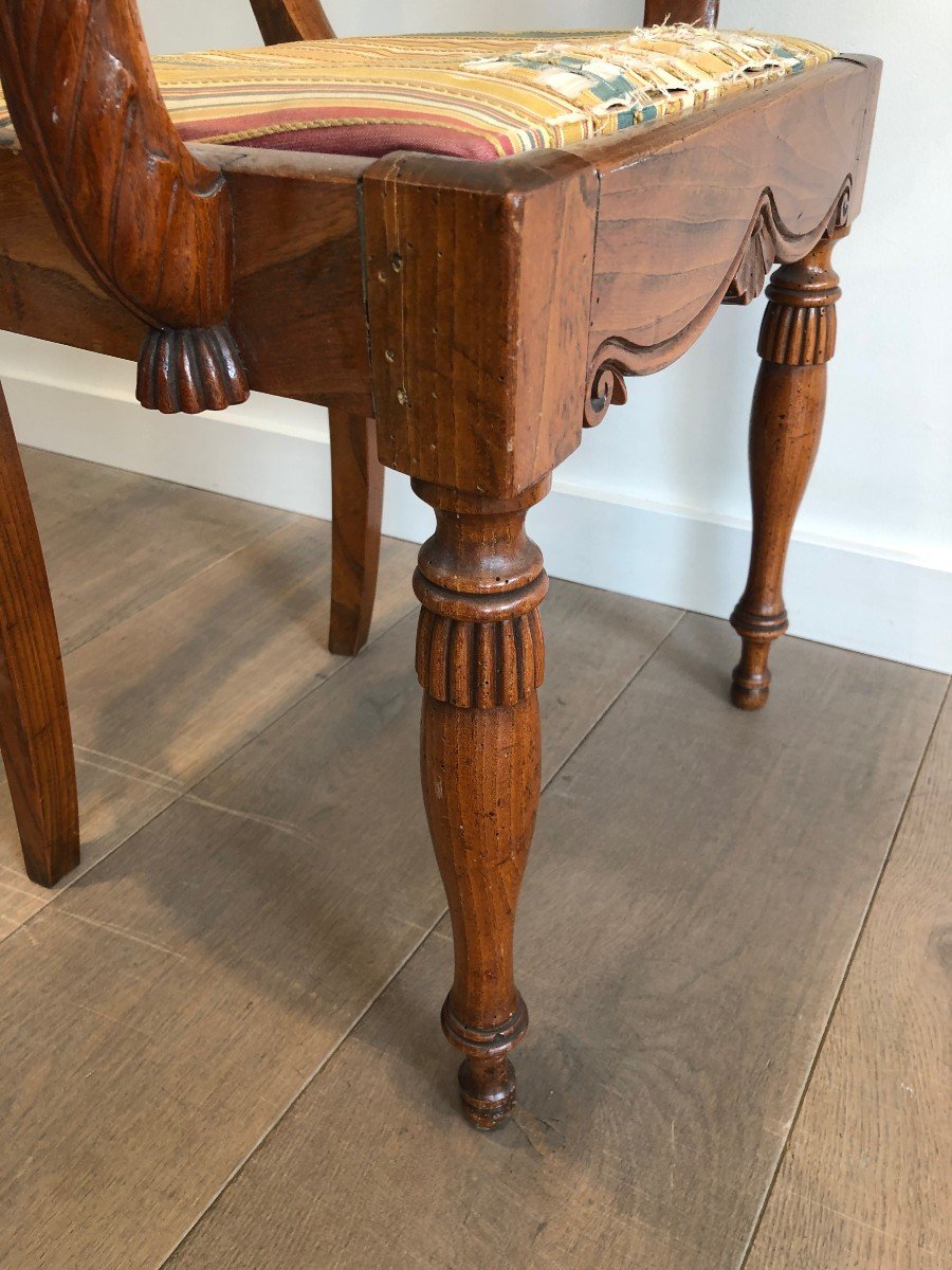 Mahogany Office Armchair With Swan Neck Decorations. English Regency Period. Circa 1830-photo-3