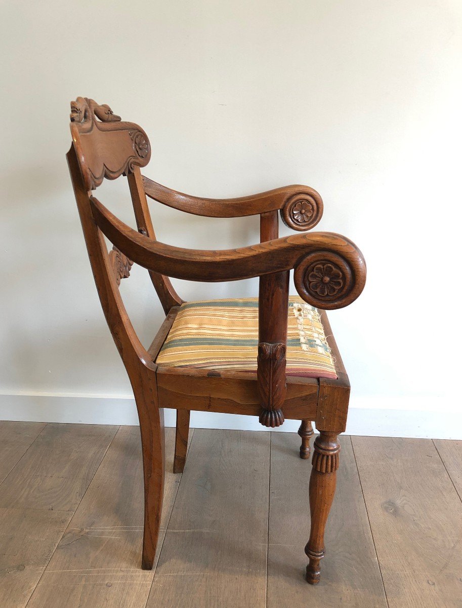 Mahogany Office Armchair With Swan Neck Decorations. English Regency Period. Circa 1830-photo-5