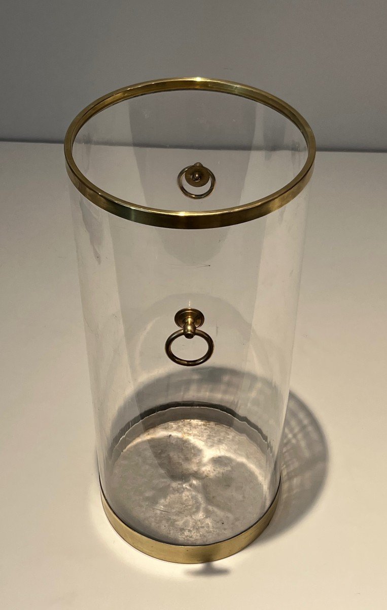 Round Lucite And Brass Umbrella Stand. French Work. Circa 1970-photo-6