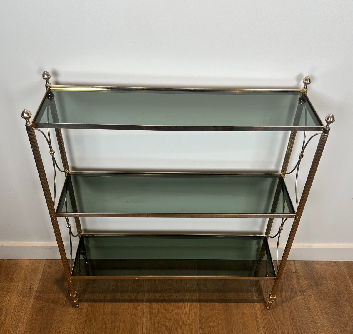 Neoclassical Style Silvered Metal Shelves Unit Attributed To Maison Jansen-photo-2