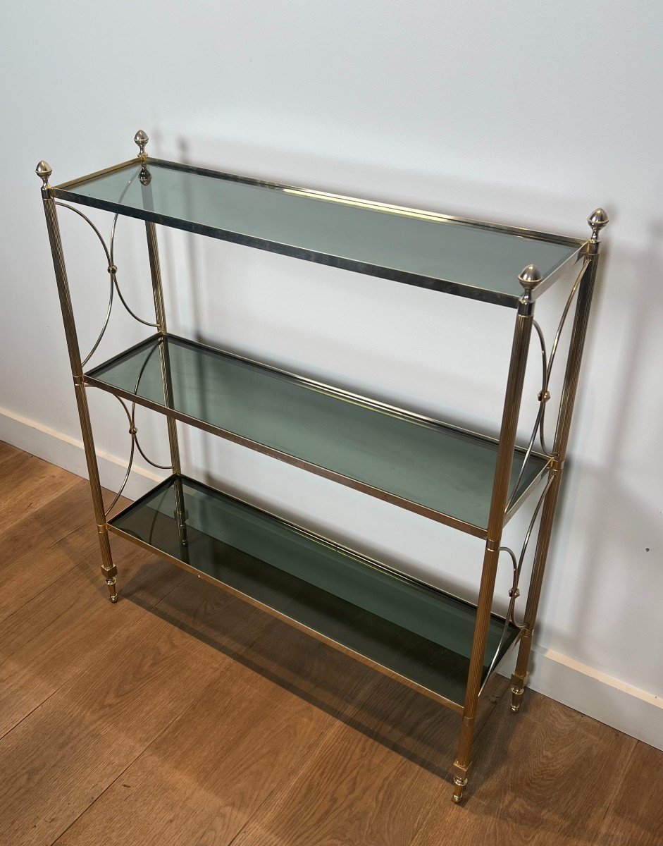 Neoclassical Style Silvered Metal Shelves Unit Attributed To Maison Jansen-photo-3