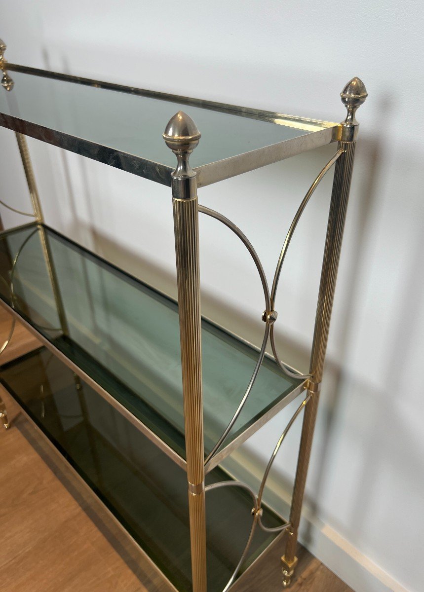 Neoclassical Style Silvered Metal Shelves Unit Attributed To Maison Jansen-photo-3