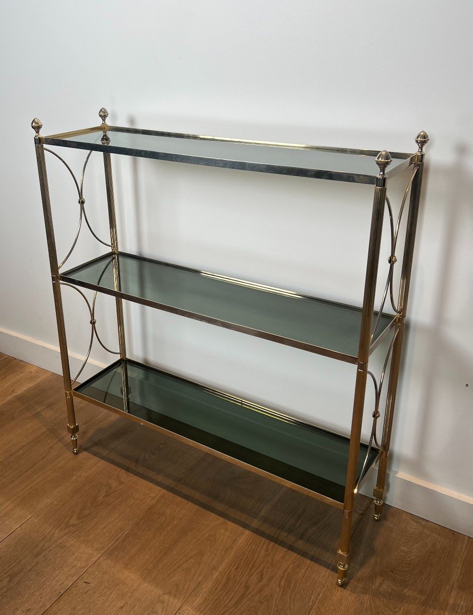 Neoclassical Style Silvered Metal Shelves Unit Attributed To Maison Jansen-photo-8