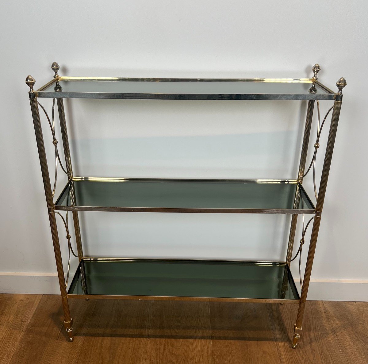 Neoclassical Style Silvered Metal Shelves Unit Attributed To Maison Jansen