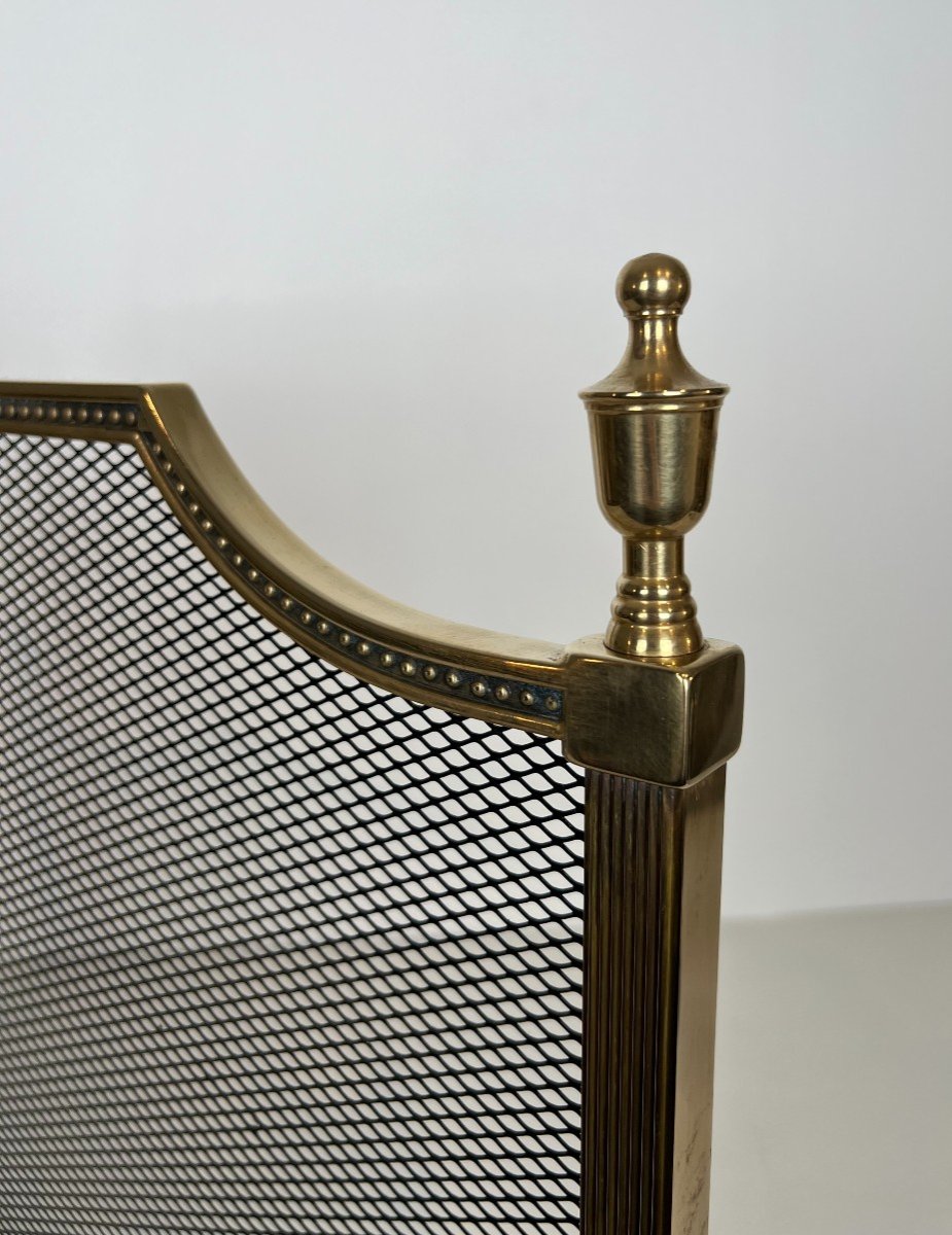  Louis XVI Style Brass Fireplace Screen In The Style Of Maison Jansen-photo-4