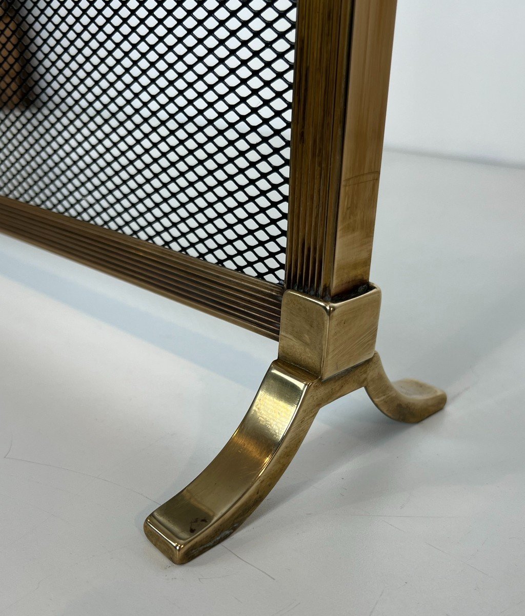  Louis XVI Style Brass Fireplace Screen In The Style Of Maison Jansen-photo-7