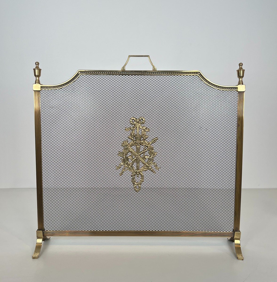  Louis XVI Style Brass Fireplace Screen In The Style Of Maison Jansen