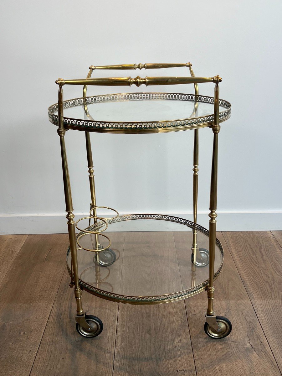 Neoclassical Style Round Brass Drinks Trolley. French Work By Maison Jansen. Circa 1940-photo-4