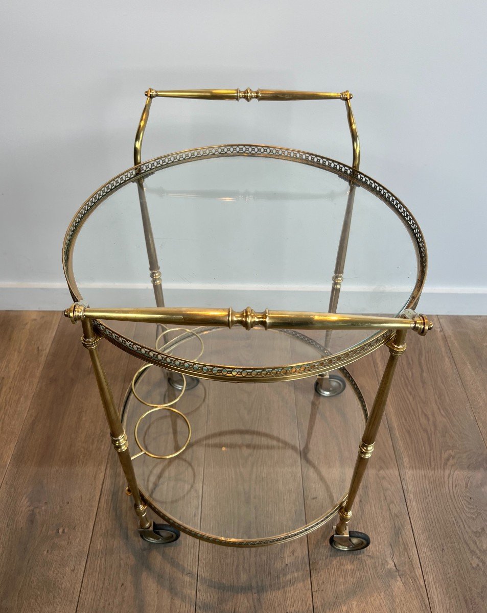 Neoclassical Style Round Brass Drinks Trolley. French Work By Maison Jansen. Circa 1940-photo-1