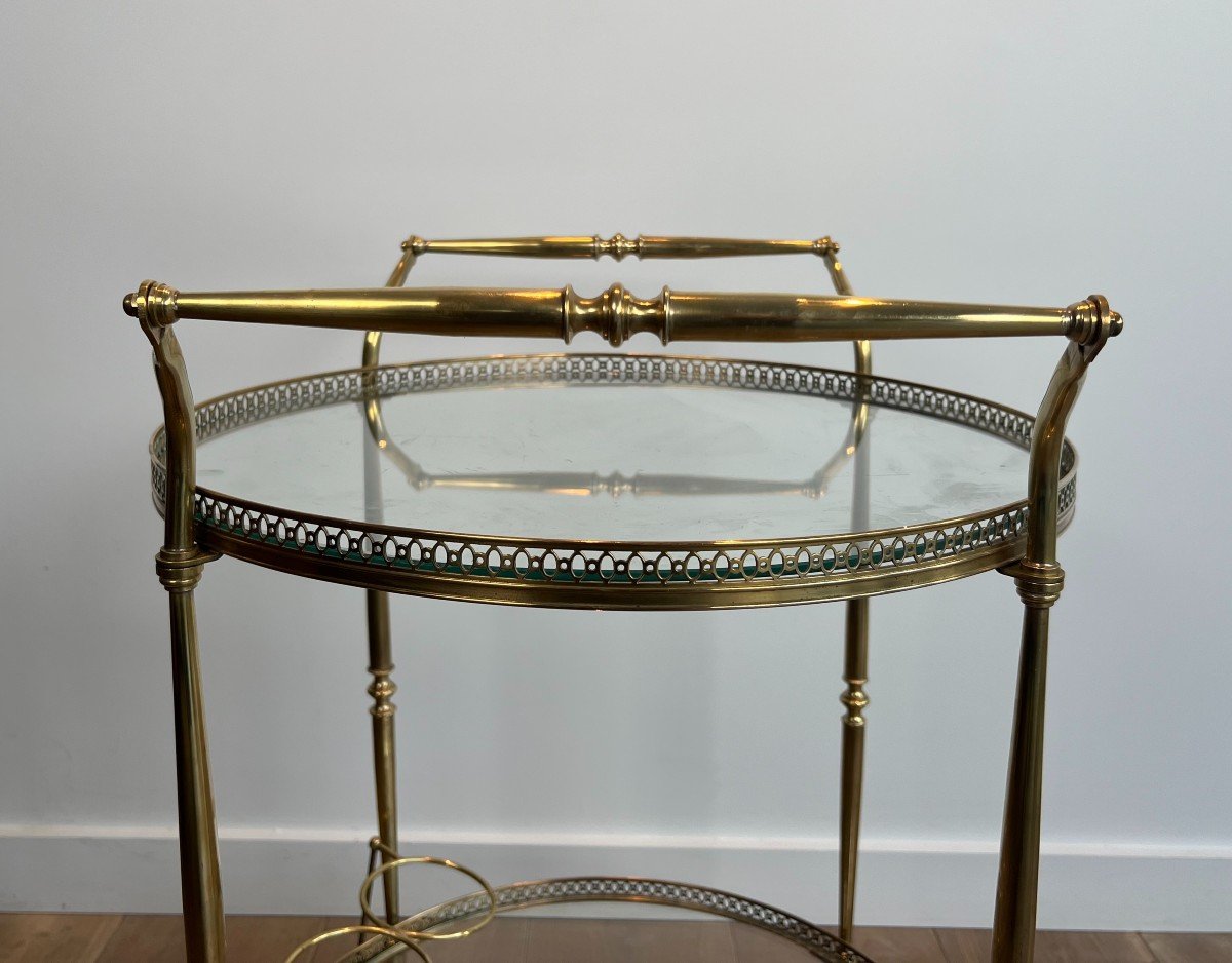 Neoclassical Style Round Brass Drinks Trolley. French Work By Maison Jansen. Circa 1940-photo-2