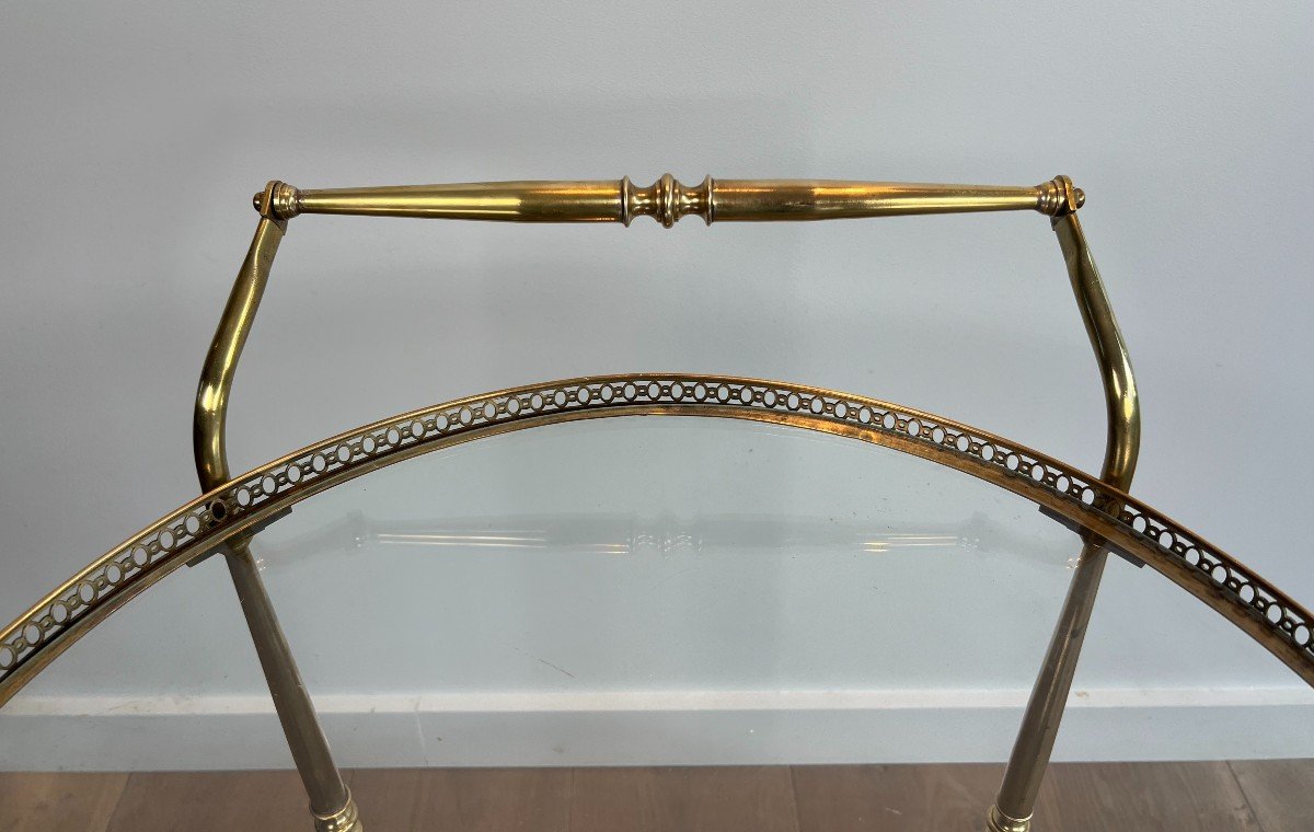 Neoclassical Style Round Brass Drinks Trolley. French Work By Maison Jansen. Circa 1940-photo-3