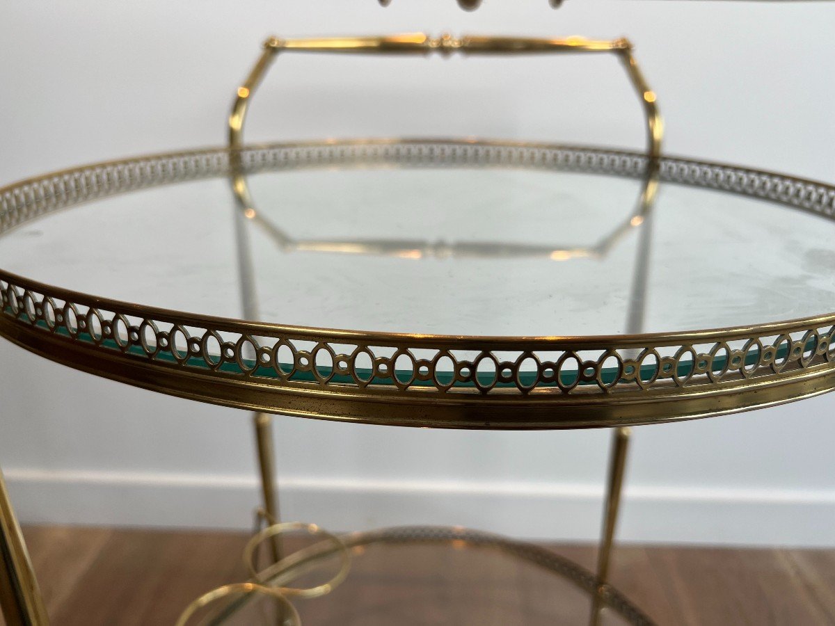 Neoclassical Style Round Brass Drinks Trolley. French Work By Maison Jansen. Circa 1940-photo-4