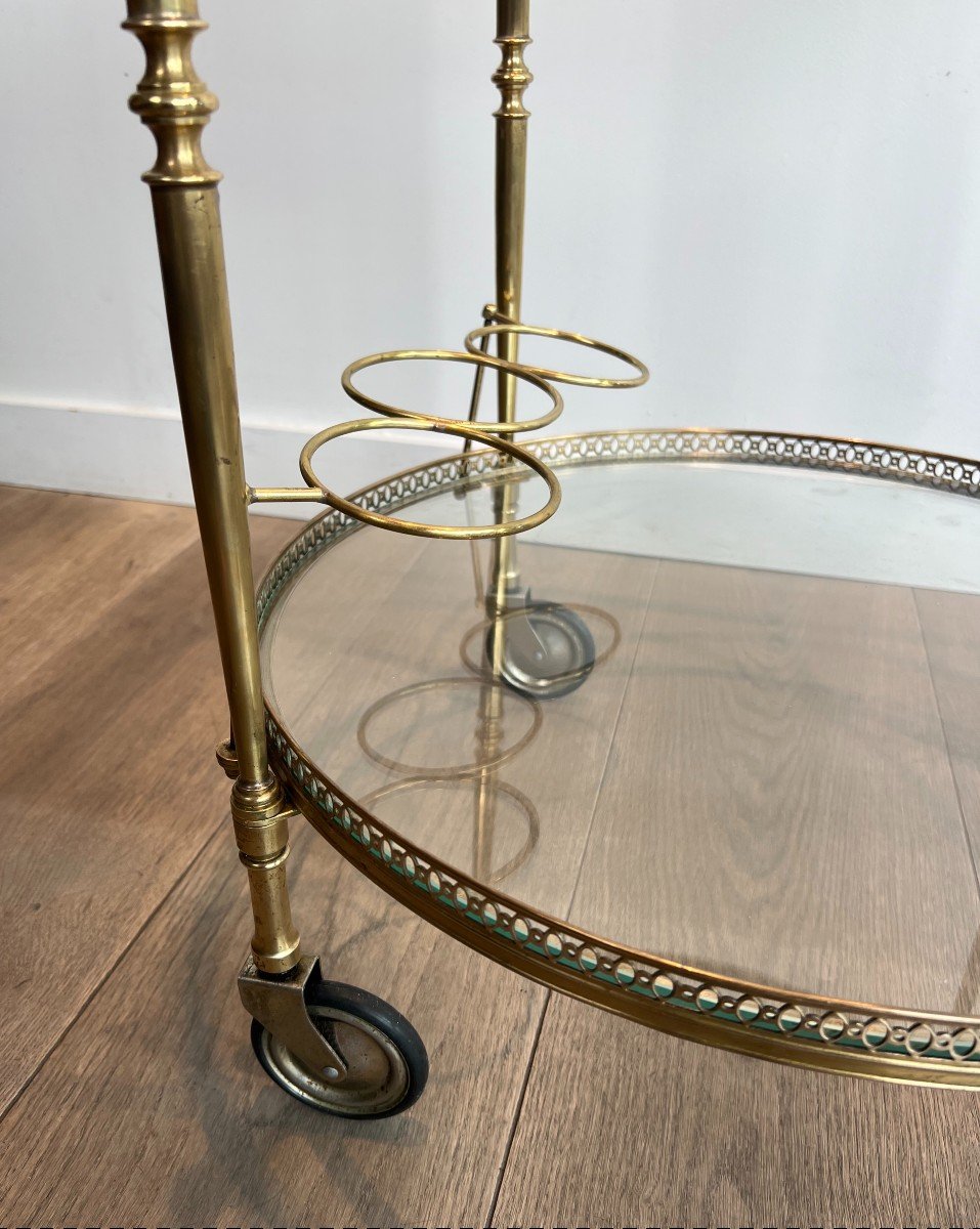 Neoclassical Style Round Brass Drinks Trolley. French Work By Maison Jansen. Circa 1940-photo-5