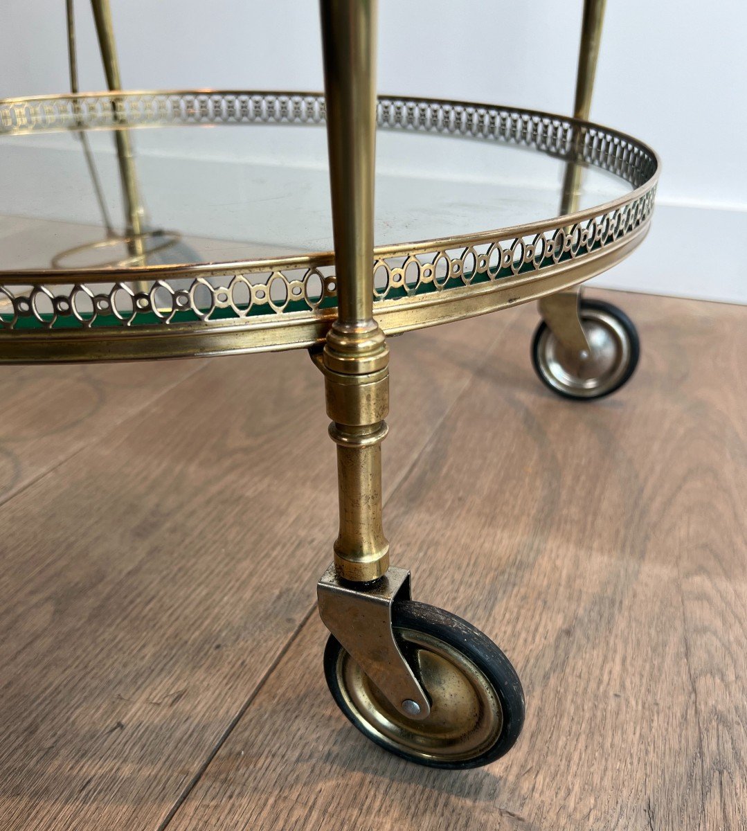 Neoclassical Style Round Brass Drinks Trolley. French Work By Maison Jansen. Circa 1940-photo-6