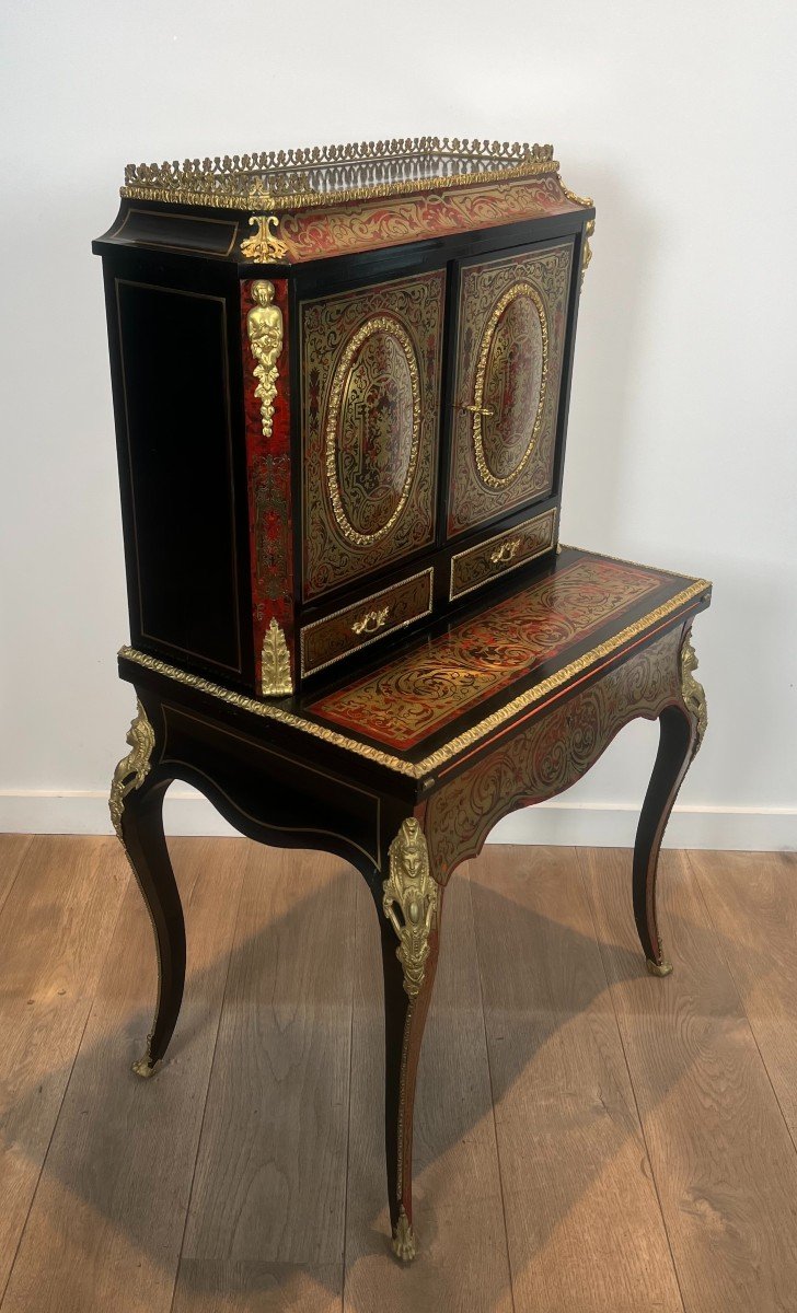 Bonheur Du Jour Desk In Boulle Marquetry From The Napoleon III Period-photo-2