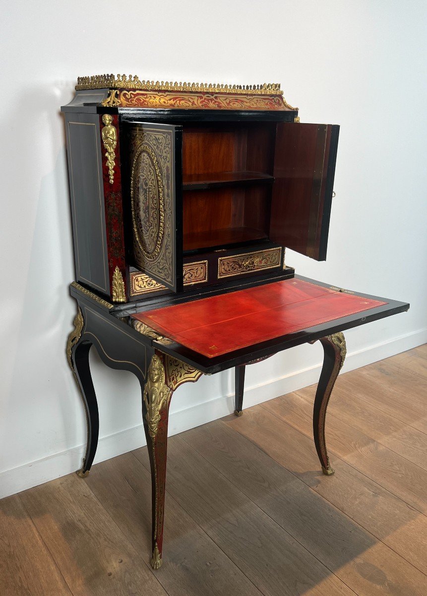 Bonheur Du Jour Desk In Boulle Marquetry From The Napoleon III Period-photo-2