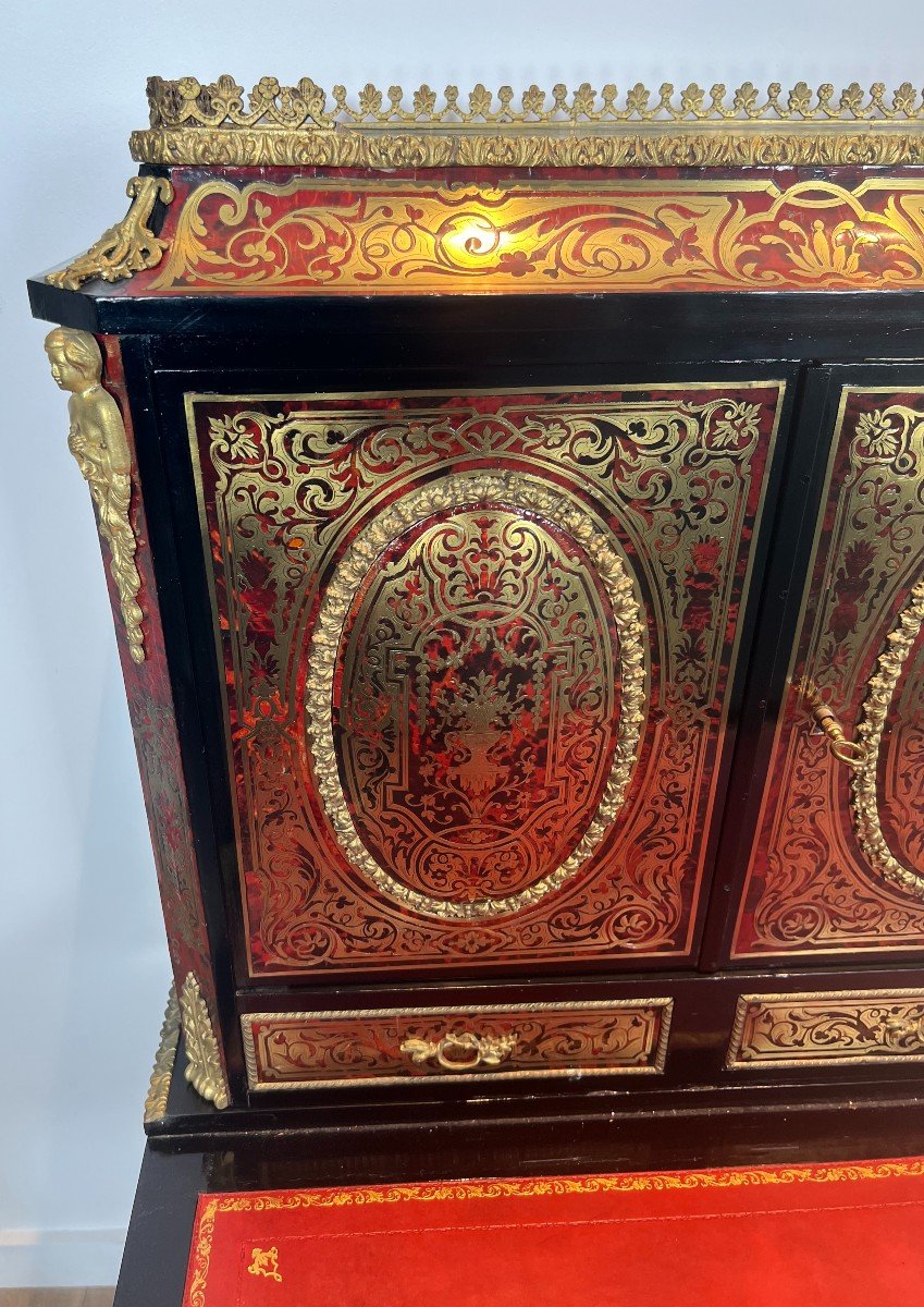 Bonheur Du Jour Desk In Boulle Marquetry From The Napoleon III Period-photo-4