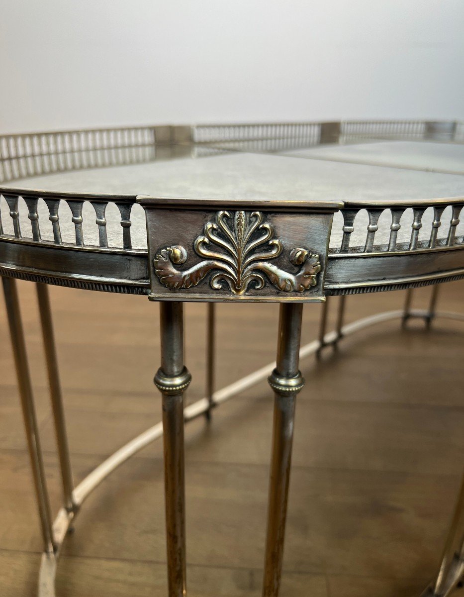 Neoclassical Style Silver Plated Coffee Table With Antiques Mirrors  In The Style Of Jansen-photo-4