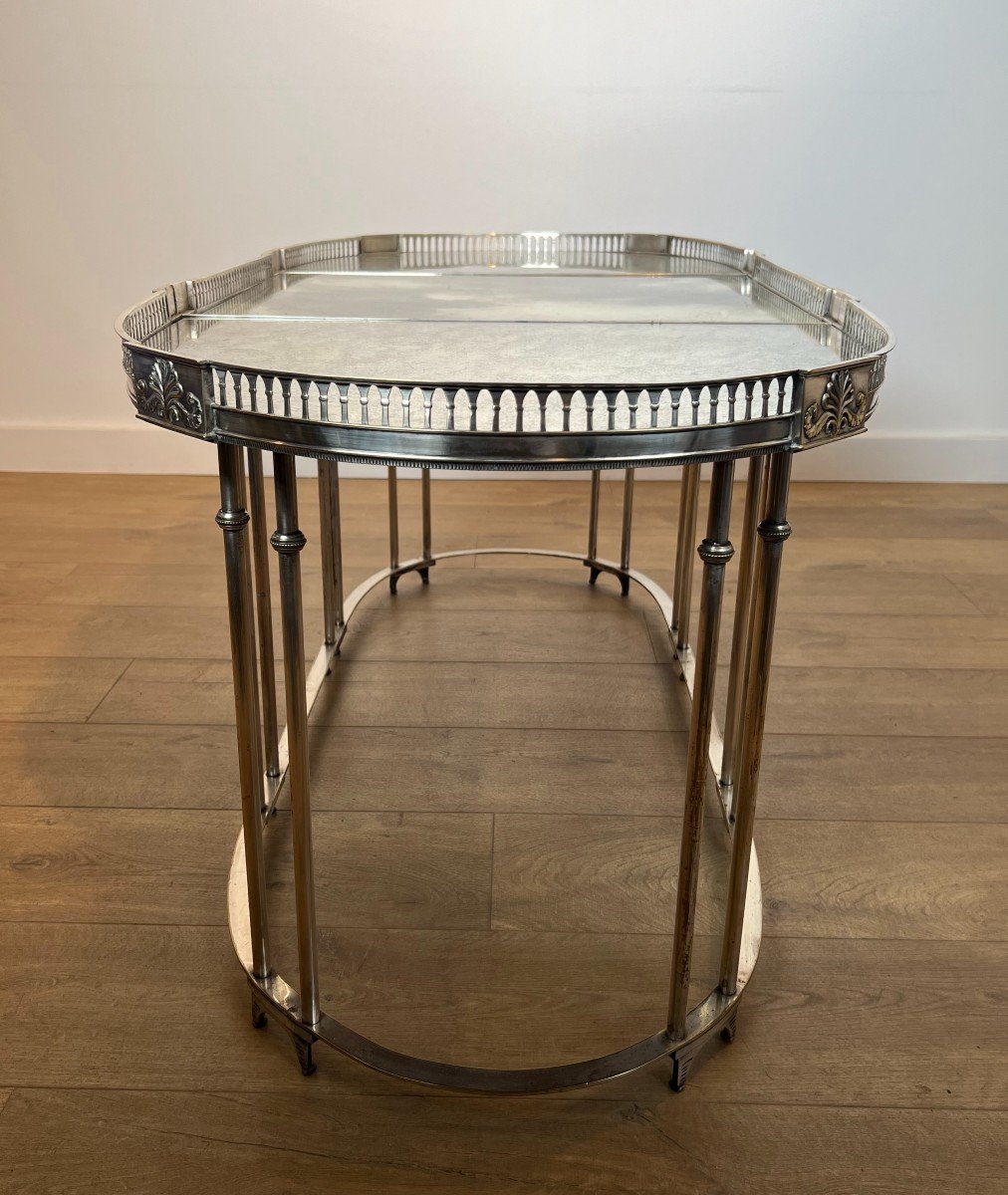 Neoclassical Style Silver Plated Coffee Table With Antiques Mirrors  In The Style Of Jansen-photo-5