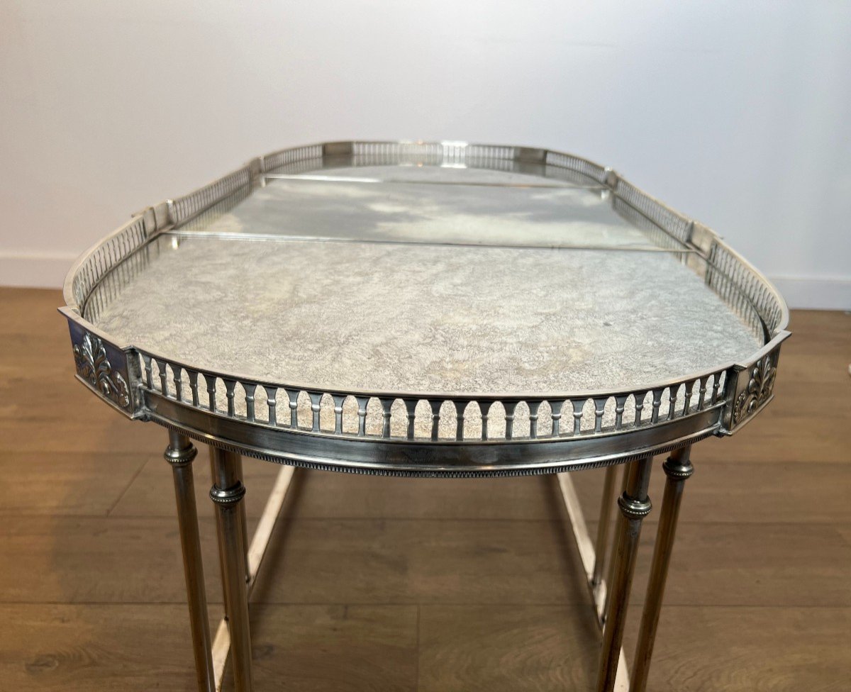 Neoclassical Style Silver Plated Coffee Table With Antiques Mirrors  In The Style Of Jansen-photo-6