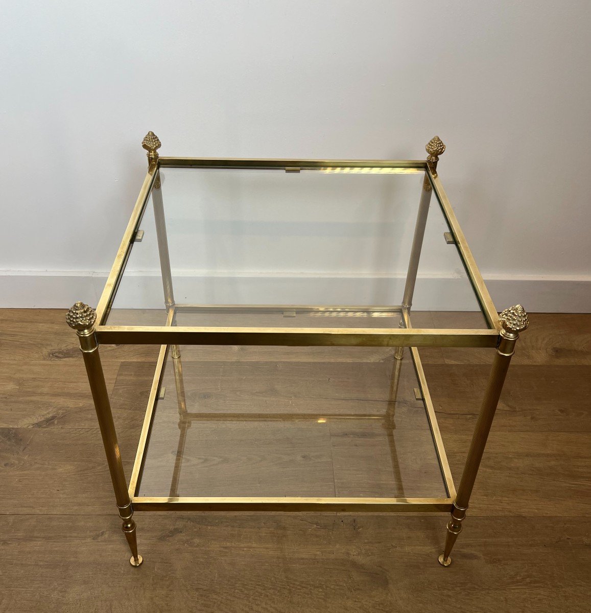 Pair Of Neoclassical Style Brass Side Tables. French Work By Maison Jansen. Circa 1940-photo-4