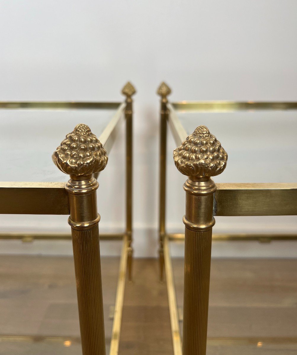 Pair Of Neoclassical Style Brass Side Tables. French Work By Maison Jansen. Circa 1940-photo-2