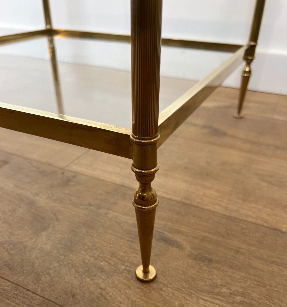 Pair Of Neoclassical Style Brass Side Tables. French Work By Maison Jansen. Circa 1940-photo-3