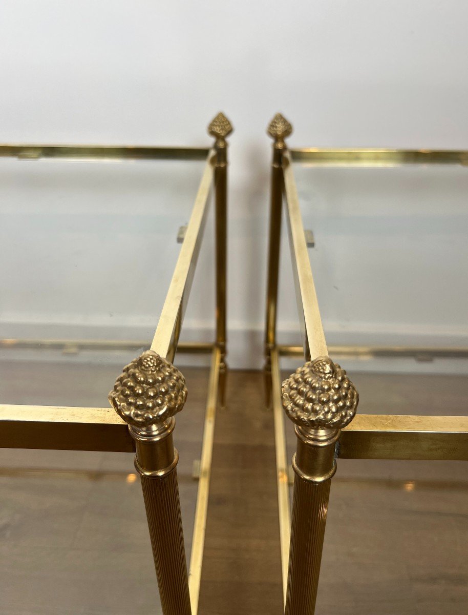 Pair Of Neoclassical Style Brass Side Tables. French Work By Maison Jansen. Circa 1940-photo-8