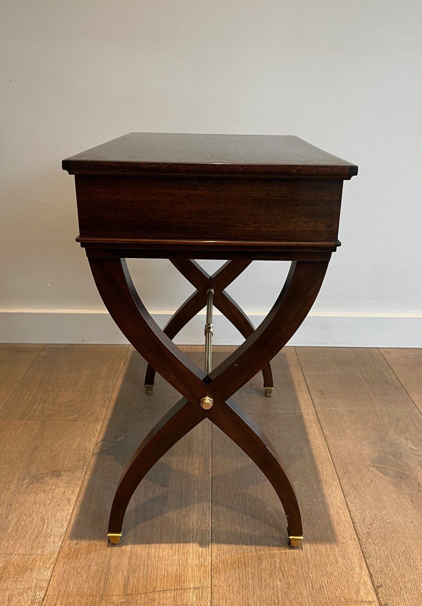 Neoclassical Style Mahogany And Brass Side Table Or Night Stand. French Work -photo-3